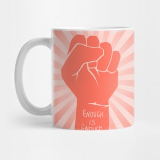 red/coral raised fist retro vintage | enough is enough Mug